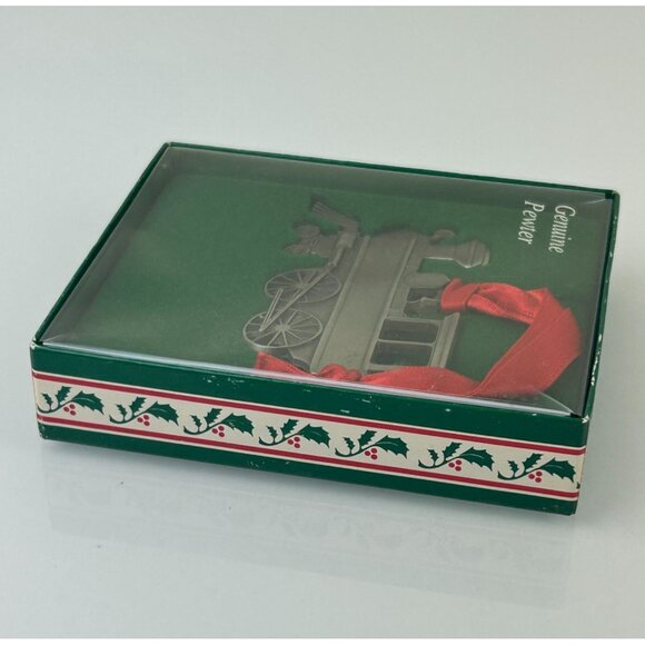 Genuine Pewter Train Christmas Ornament Holiday Tree Decor Red Ribbon VTG USA - Picture 9 of 15